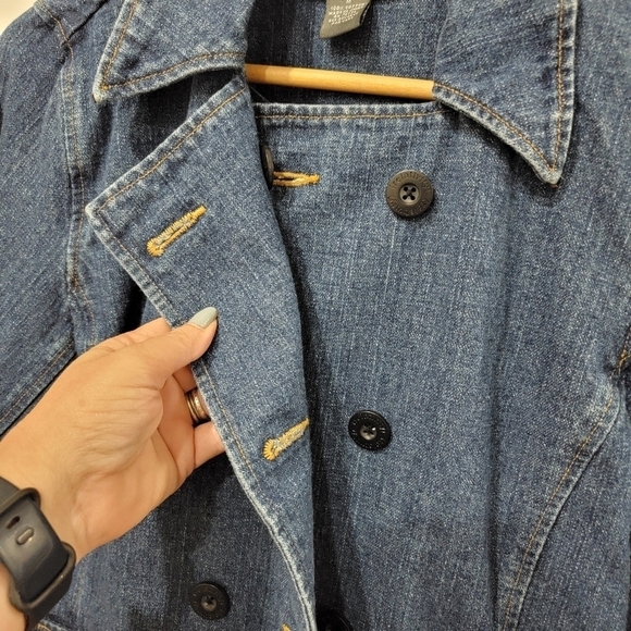 Relativity Double Breasted Denim Blue Jean Jacket 100% cotton Size M - Picture 5 of 15